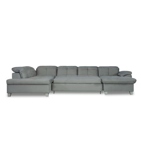 Coltar U Extensibil Sevilia Lux, Stanga, 6 Locuri, Tetiere Reglabile, Gri Deschis, 347 Cm-01