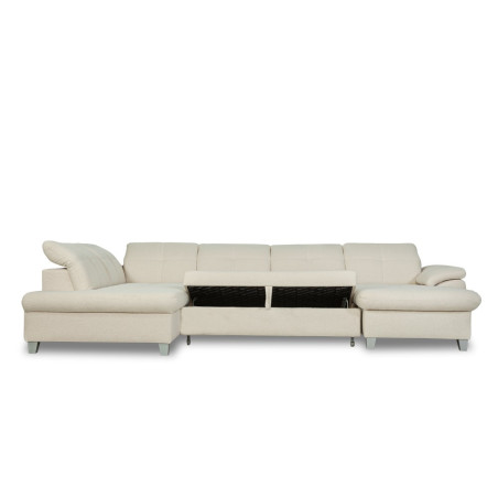 Coltar U Extensibil Sevilia Lux, Stanga, 6 Locuri, Tetiere Reglabile, Boucle Ivory, 347 Cm-01