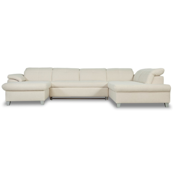 Coltar U Extensibil Sevilia Lux, Dreapta, 6 Locuri, Tetiere Reglabile, Boucle Ivory, 347 Cm