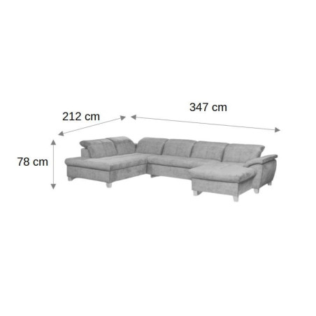 Coltar U Extensibil Sevilia Lux, Stanga, 6 Locuri, Tetiere Reglabile, Lada Depozitare, Roz, 347 Cm-01