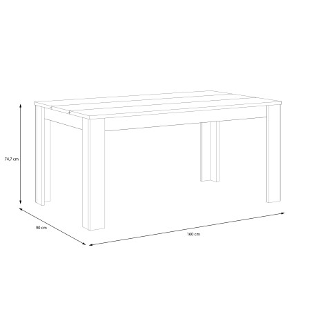 Masa Fixa Hitstone, Stejar Artisan Si Alb Super Lucios, 160 x 74.7 x 90 Cm-01