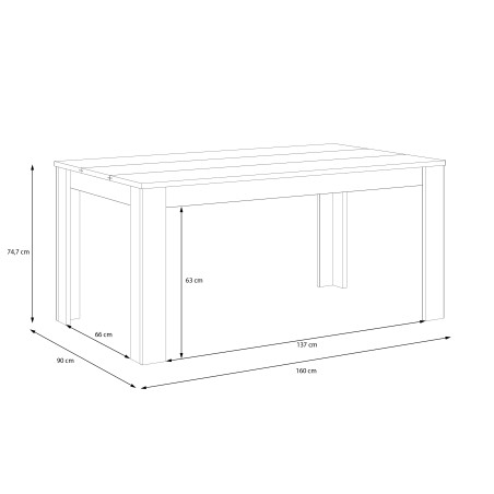 Masa Fixa Hitstone, Stejar Artisan Si Alb Super Lucios, 160 x 74.7 x 90 Cm-01