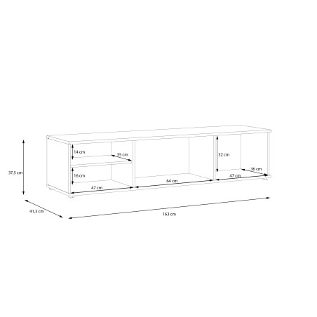 Comoda Tv Hitstone, Stejar Artisan Si Alb Super Lucios, 163 Cm-01