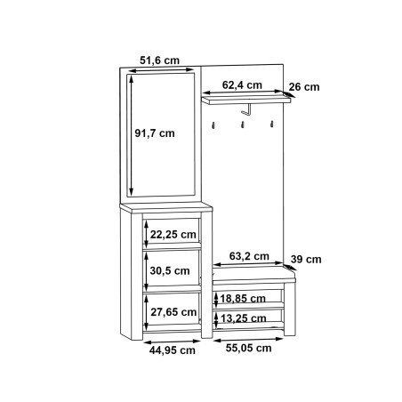 Hol Beluga, Alb, Beton Opric Gri Inchis Si Alb Lucios, 124.8 Cm-01