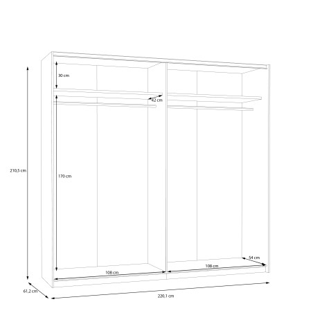 Dulap Praktic, Alb Mat, 220.1 Cm-01