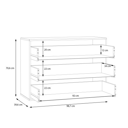 Comoda Interior Dulap Jaqueline, Gri, 98.7 Cm-01