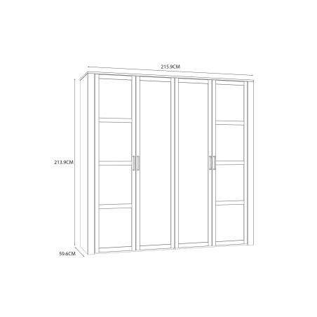 Set Dormitor Blanche, Stejar Riviera Si Zada Deschis, Pat Cu Dimensiune Saltea 180 x 200 Cm, Dulap Cu 4 Usi, Set 2 Noptiere-01