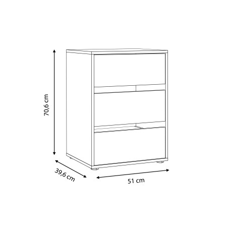 Comoda Interior Dulap Blanche, Gri, 51 Cm-01