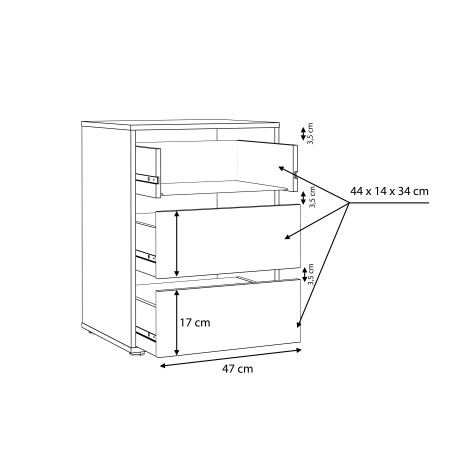 Comoda Interior Dulap Blanche, Gri, 51 Cm-01