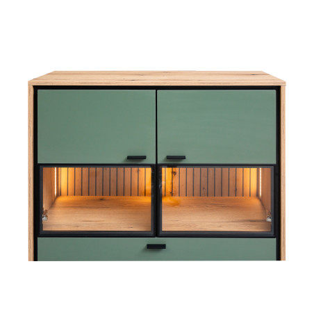 Comoda Bar 4 USi Si 1 Sertar Sonata Smoke Green 105 Cm-01