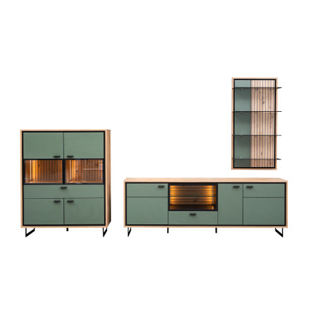 Comoda Bar 4 USi Si 1 Sertar Sonata Smoke Green 105 Cm-01