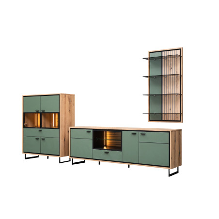 Comoda Bar 4 USi Si 1 Sertar Sonata Smoke Green 105 Cm-01