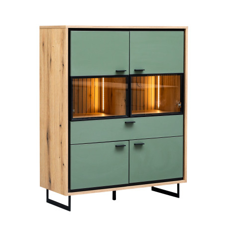 Comoda Bar 4 USi Si 1 Sertar Sonata Smoke Green 105 Cm-01