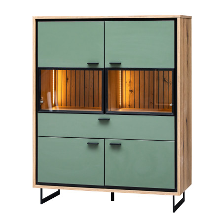 Comoda Bar 4 USi Si 1 Sertar Sonata Smoke Green 105 Cm-01