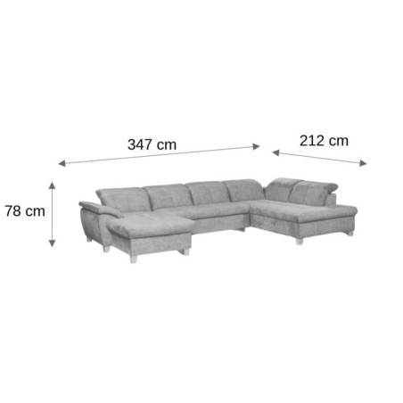 Coltar U Extensibil Sevilia Lux, Dreapta, 6 Locuri, Tetiere Reglabile, Crem, 347 Cm-01