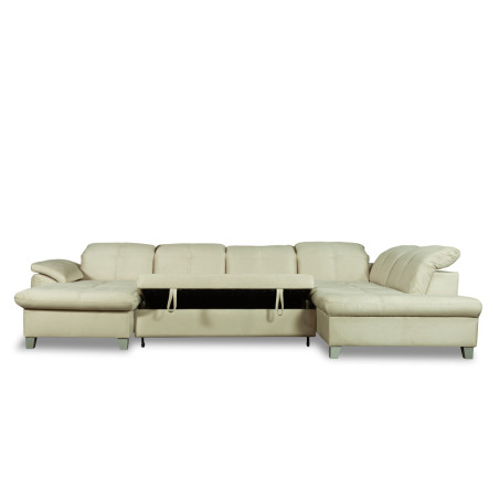 Coltar U Extensibil Sevilia Lux, Dreapta, 6 Locuri, Tetiere Reglabile, Crem, 347 Cm-01