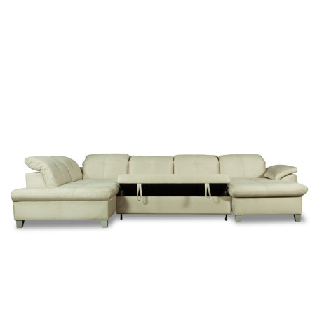 Coltar U Extensibil Sevilia Lux, Stanga, 6 Locuri, Tetiere Reglabile, Crem, 347 Cm-01