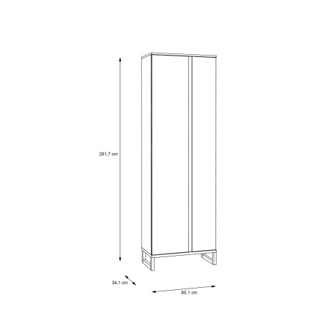 Dulap Cu 2 Usi Quala Gri Wolfram Uni Si Gri Deschis, 65.1 Cm-01