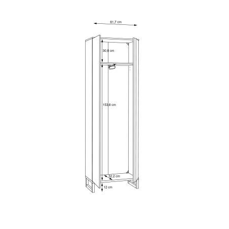 Dulap Cu 2 Usi Quala Gri Wolfram Uni Si Gri Deschis, 65.1 Cm-01