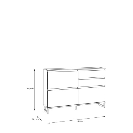 Pantofar Stanga Cu 2 Usi Si 2 Sertare Quala Gri Wolfram Uni Si Gri Deschis, 150.1 x 99.3 x 34.1 Cm-01