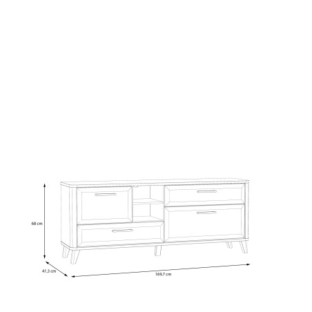 Comoda Tv Mica Cu 2 Usi Si 2 Sertare Whitedream, Stejar Artisan Si Alb Mat, 169.7 Cm-01