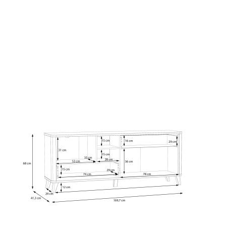 Comoda Tv Mica Cu 2 Usi Si 2 Sertare Whitedream, Stejar Artisan Si Alb Mat, 169.7 Cm-01