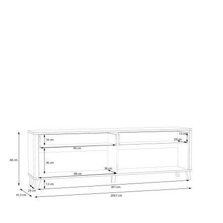 Comoda Tv Mare 2 Usi Si 2 Sertare Whitedream, Stejar Artisan Si Alb Mat, 209.7 Cm-01