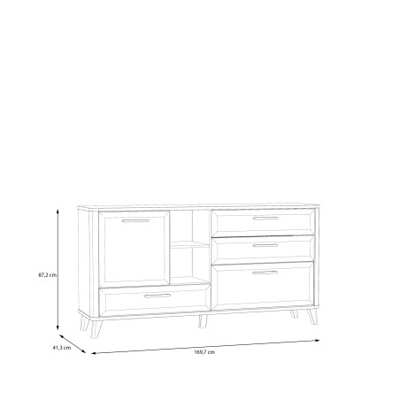 Comoda Mica Cu 3 Usi Si 2 Sertare Whitedream, Stejar Artisan Si Alb Mat, 169.7 Cm-01