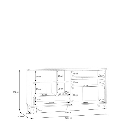 Comoda Mica Cu 3 Usi Si 2 Sertare Whitedream, Stejar Artisan Si Alb Mat, 169.7 Cm-01