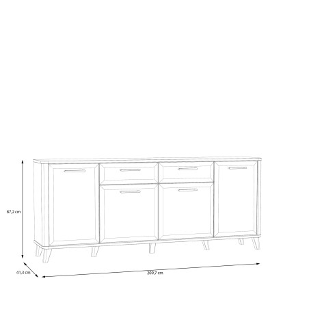 Comoda Mare Cu 4 Usi Si 2 Sertare Whitedream, Stejar Artisan Si Alb Mat, 209.7 Cm-01