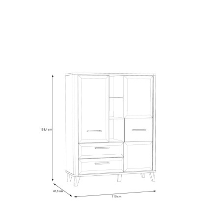 Vitrina Joasa Whitedream, Stejar Artisan Si Alb Mat, 110 Cm-01