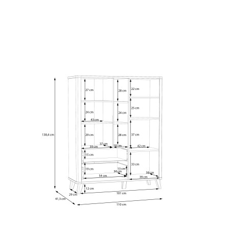 Vitrina Joasa Whitedream, Stejar Artisan Si Alb Mat, 110 Cm-01