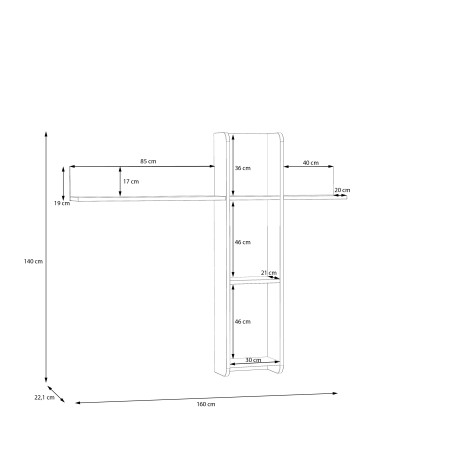 Raft Suspendat Whitedream, Stejar Artisan Si Alb Mat, 160 Cm-01