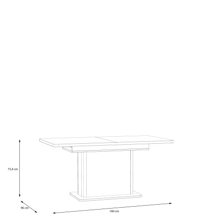 Masa Extensibila Whitedream, Stejar Artisan Si Alb Mat, 160/200 x 75.4 x 90 Cm-01