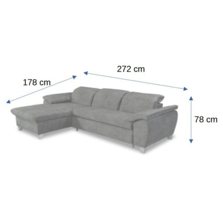 Coltar Extensibil Cu Insula Stanga Sevilia Lux, 5 Locuri, Tetiere Reglabile, Gri Inchis, 272 Cm-01