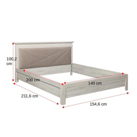 Set Dormitor Casablanca Loft, Pat Cu Dimensiune Saltea 140 X 200, Dulap De 210 Cm, 2 Noptiere-01