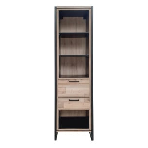 Biblioteca Soho Parchet Cu 1 Usa Si 1 Sertar, Decor Parchet Si Negru, 55 Cm- Resigilat