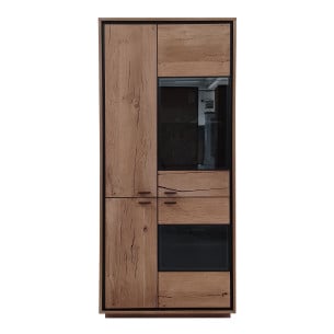 Vitrina Oak Cu 4 Usi Natur Si Negru, 86 Cm-Resigilat