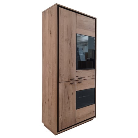 Vitrina Oak Cu 4 Usi Natur Si Negru, 86 Cm-Resigilat-01