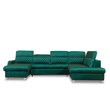 Coltar U Extensibil Tiago, Dreapta, 6 Locuri, Tetiere Reglabile, Verde 330 Cm-01