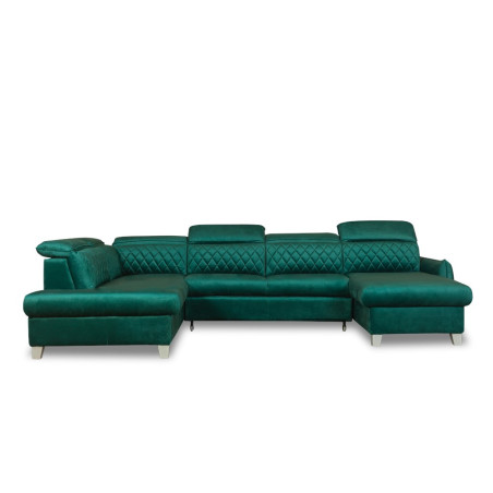 Coltar U Extensibil Tiago, Stanga, 6 Locuri, Tetiere Reglabile, Verde 330 Cm-01