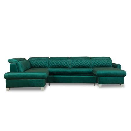 Coltar U Extensibil Tiago, Stanga, 6 Locuri, Tetiere Reglabile, Verde 330 Cm-01