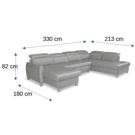 Coltar U Extensibil Tiago, Dreapta, 6 Locuri, Tetiere Reglabile, Bej 330 Cm-01