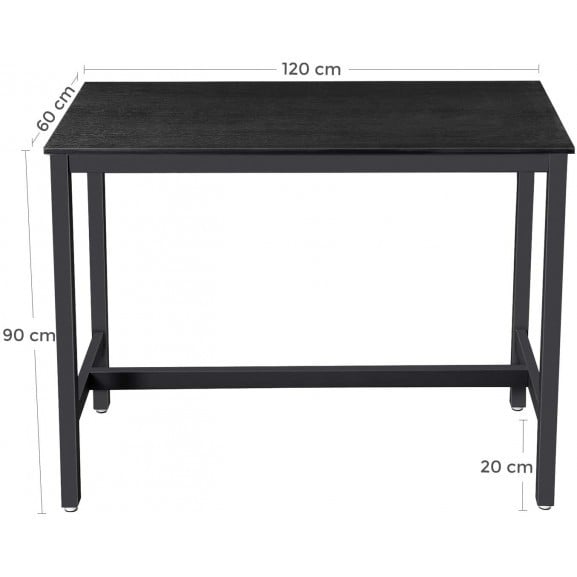 Masa bar Vintage negru 1200 x 600