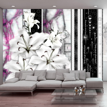 Fototapet Crying Lilies On Purple Marble-01