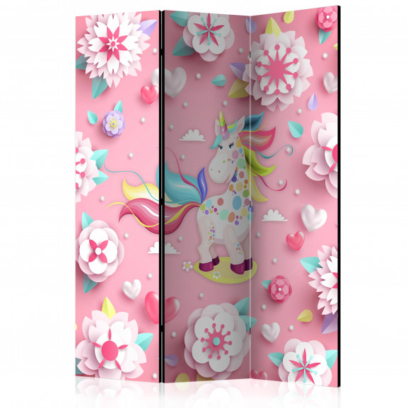 Paravan Unicorn On Flowerbed [Room Dividers] 135 cm x 172 cm