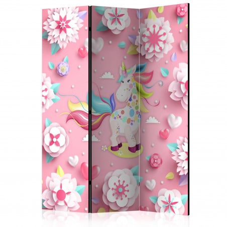 Paravan Unicorn On Flowerbed [Room Dividers] 135 cm x 172 cm-01