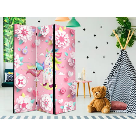 Paravan Unicorn On Flowerbed [Room Dividers] 135 cm x 172 cm-01