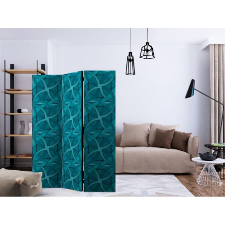 Paravan Geometric Turquoise [Room Dividers] 135 cm x 172 cm-01