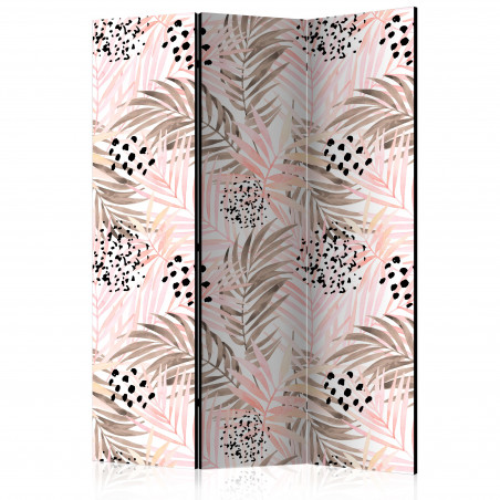 Paravan Pink Palm Leaves [Room Dividers] 135 cm x 172 cm-01